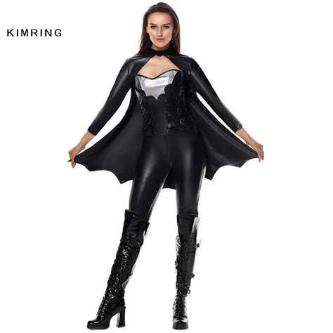 Kimring Sexy Bat Halloween Costume Cosplay Carnival Superhero Costume Sexy Bat Women Warrior