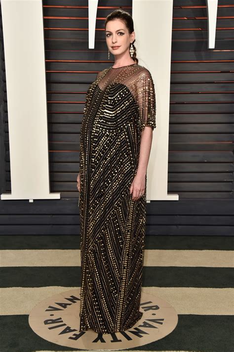 Pregnant Anne Hathaway At Vanity Fair Oscar 2016 Party In Beverly Hills 02 28 2016 Hawtcelebs