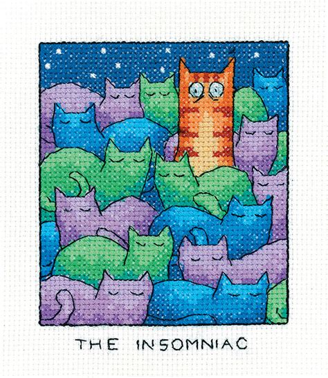 This is a digital item. The Insomniac - Simply Heritage Cat Cross Stitch