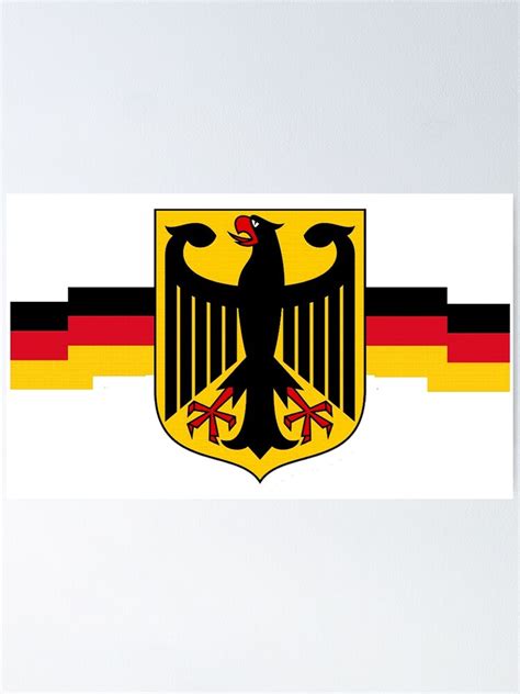 German Eagle On Shield With German Flag Ribbon Poster By Edsimoneit