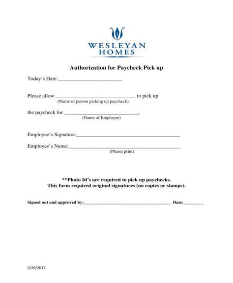 Free 10 Paycheck Pickup Authorization Forms In Pdf