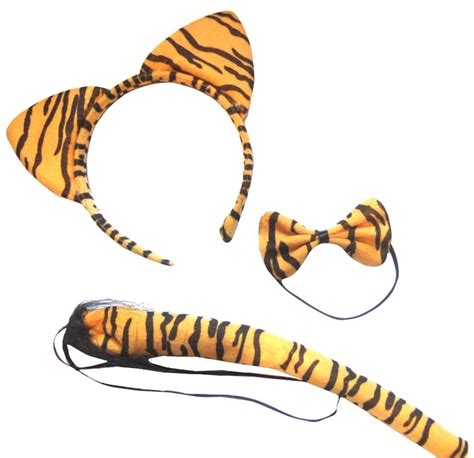 Orange Black Stripe Tiger Wild Animal Cat Ears Band Bow Tail Fancy