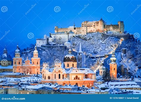 Salzburg Austria Winter Viewof The Historic City Of Salzburg With