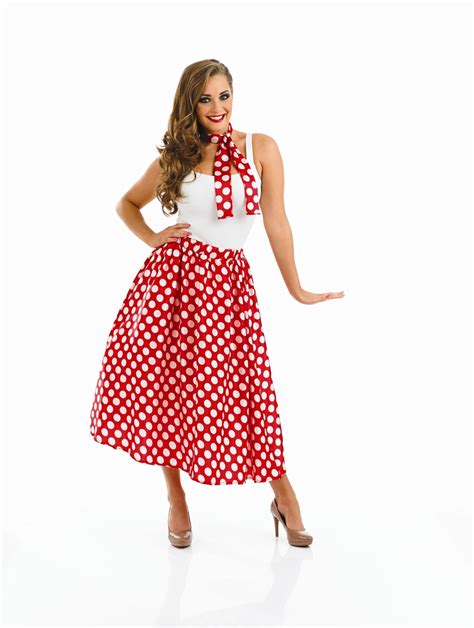 Ladies 1950s Rock N Roll Skirt Costume For 50s Fancy Dress Adults
