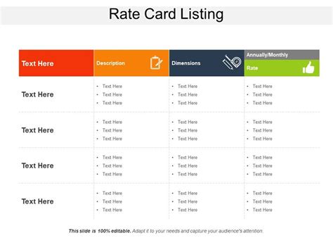 Full rate card is available via the efulfillment portal which includes additional service fees and brokerage schedule. Rate Card Listing | PowerPoint Presentation Templates | PPT Template Themes | PowerPoint ...