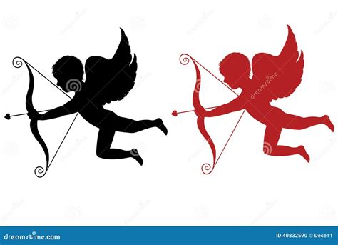 Cupido Rojo Y Negro Aislado Ilustración Del Vector Ilustración De Silueta Fondo 40832590