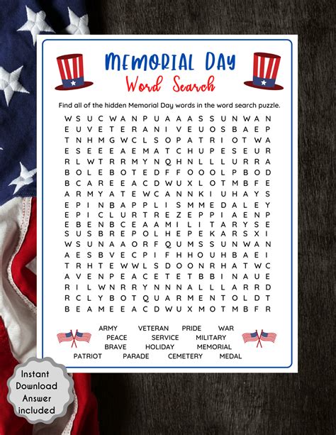 Memorial Day Word Search Puzzle A Quiet Simple Life With Sallie Borrink