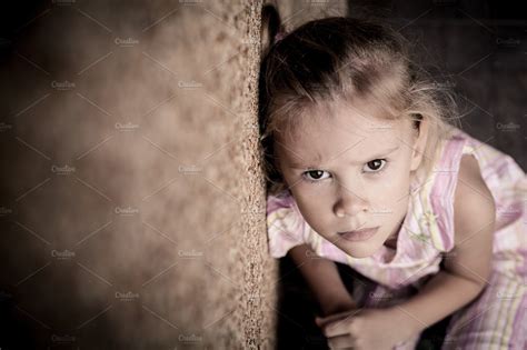 Portrait Of Sad Little Girl High Quality People Images ~ Creative Market
