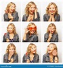 Collage of the Same Woman Making Diferent Expressions. Stock Photo ...