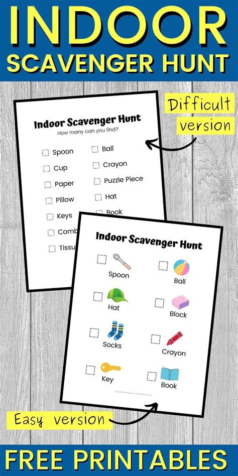 Indoor Scavenger Hunt For Kids Free Printable Healthy