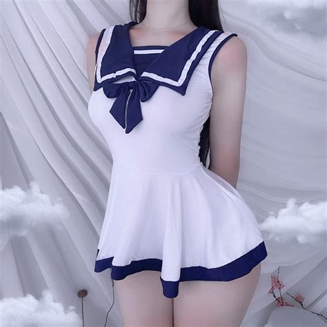 Women Sexy Dresses Schoolgirl Cosplay Uniform Sailor Erotic Porn Adult Nightwear Baby Doll Dress