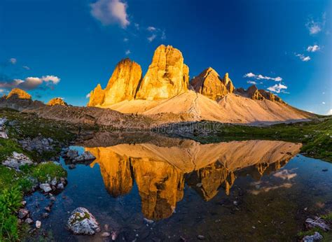 Beautiful Sunset At Tre Cime Di Lavaredo Trail In South Tyrol Northern