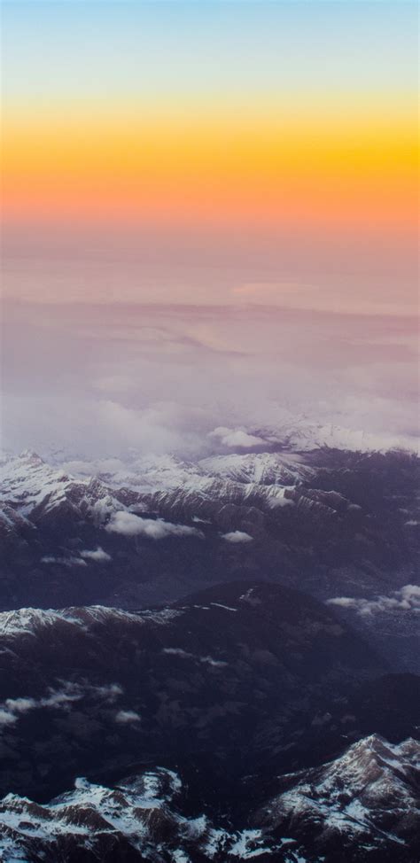 Download Wallpaper 1440x2960 Mountains Sunset Summits Horizon