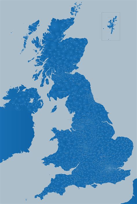 Detailed Uk Postcodes Map Illustrator And Pdfs Royalty Free