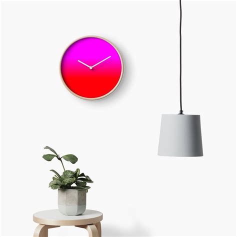 Neon Red Fire And Hot Pink Ombre Shade Color Fade Clock By Podartist