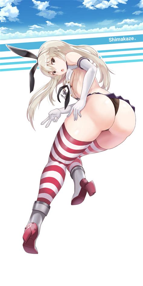 Fa En Shimakaze Kancolle Kantai Collection Highres Girl Ass Bare Shoulders Black