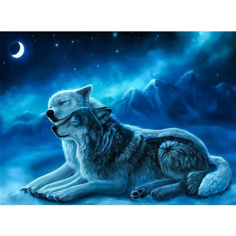 Diamond Painting Full Round 2 Wolves Everydayedeals Anime Wolf