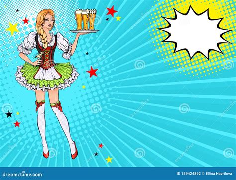 Oktoberfest Girl Pop Art Stock Vector Illustration Of Celebration 159424892