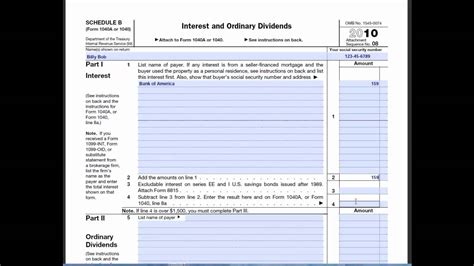 Schedule B Form 1040 Youtube