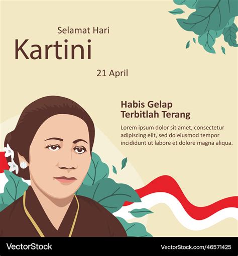 Flat Design Kartini Day Poster Concept Royalty Free Vector