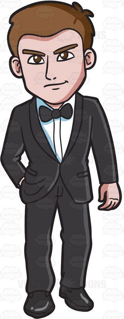 A Good Looking Guy In A Tuxedo Cartoon Clipart