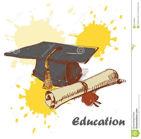 Graduation Cap And Diploma Stock Vector Illustration Of Black 25120942