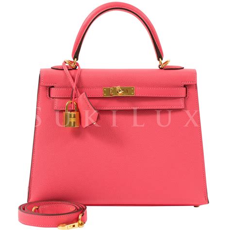 Hermès Kelly 25cm Sellier Chevre Goatskin U5 Rose Lipstick Gold Hardwa