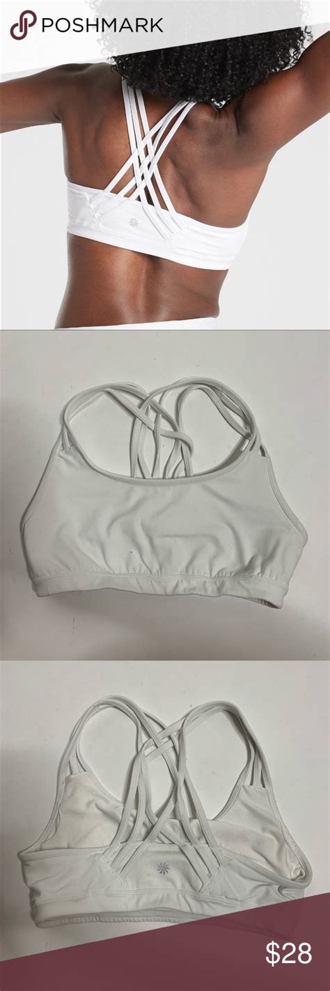 Athleta Fully Focused White Strappy Sports Bra Strappy Sports Bras High Neck Bikinis Sports Bra