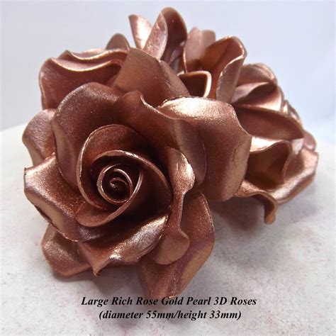 136 Or 12 Rich Rose Gold Metallic Pearl 3d Sugar Roses Wedding