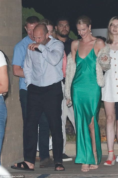 Rosie Huntington Whiteley Wears Slip Dress With Fiancé Jason Statham