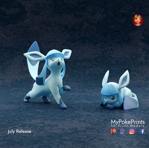 glaceon 2 poses pre supported pokemon 3d model 3d printable cgtrader