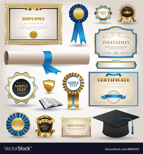 Graduation And Certificate Diploma Elements Vector Image