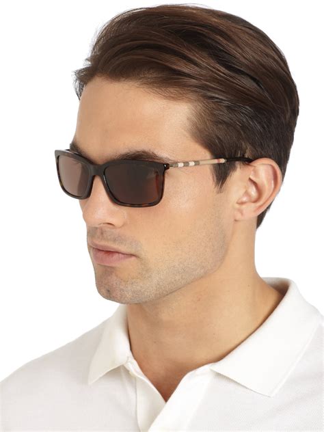 Burberry Rectangle Check Sunglasses In Brown For Men Dark Havana Lyst