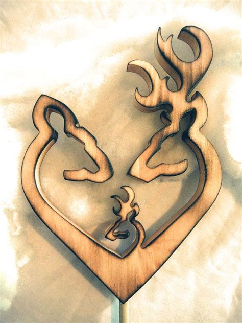 Elite Collection Country Rustic Shabby Browning Deer Couple Heart Wood