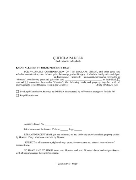 Quit Claim Deed Form Ohio Fill Online Printable Fillable Blank