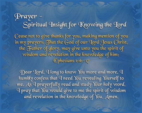Prayer Spiritual Insight For Knowing The Lord Ephesians 1 16 Psalm