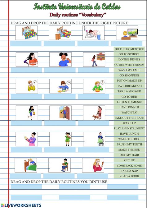 Daily Routines Vocabulary Worksheet