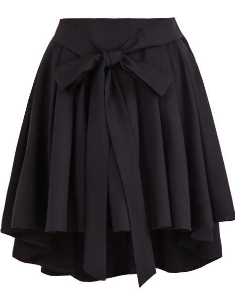 Shop Black High Waist Belt Pleated Skirt Online Shein Offers Black