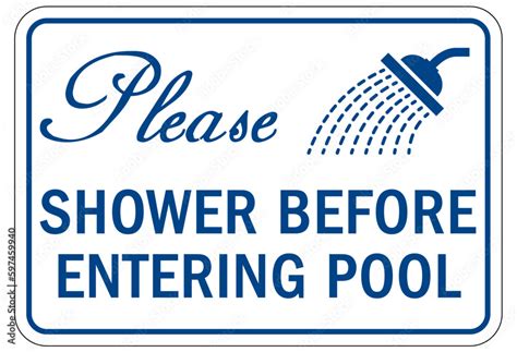 Pool Shower Sign And Labels Please Shower Before Entering Pool Stock Vector Adobe Stock
