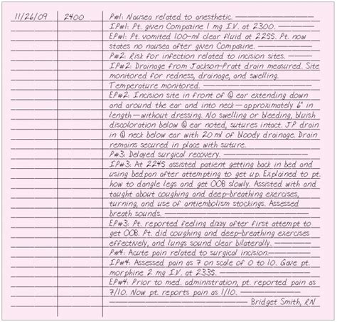 Sample Nurses Notes Documentation Audreybraun