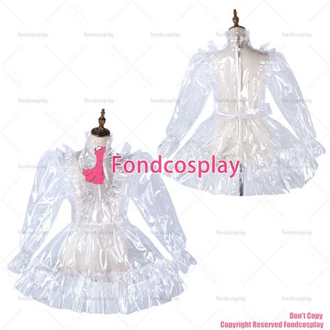 Fondcosplay Adult Sexy Cross Dressing Sissy Maid Short Clear Pvc Dress