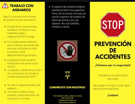 Folleto De Prevencion De Accidentes Folleto De By Triptico Actuar Y