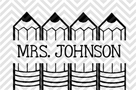 Pencils Monogram Teacher Name Tag SVG and DXF Cut File By Kristin