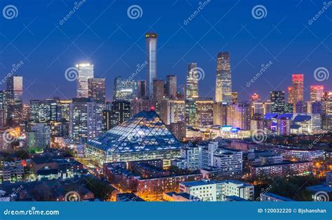 Beijing Cbd Skyline Night View Editorial Image