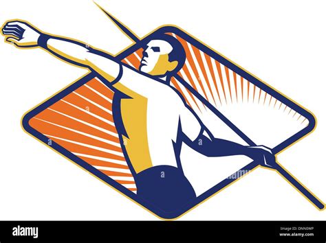 Illustration Of A Track And Field Athlete Javelin Throw Set Inside