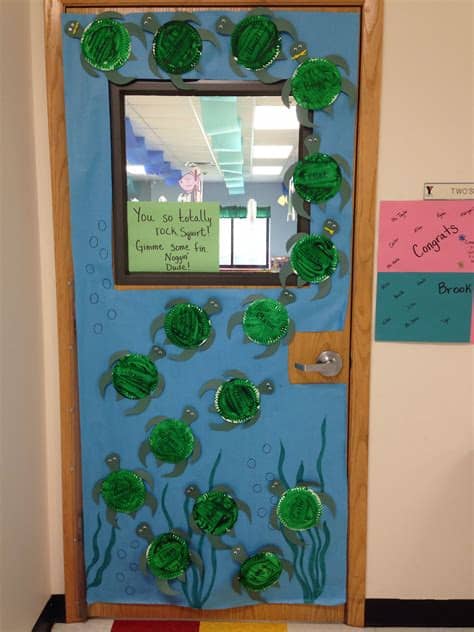 Ocean theme classroom {dollar deals}. Ocean themed classroom - Paper plate sea turtle door ...