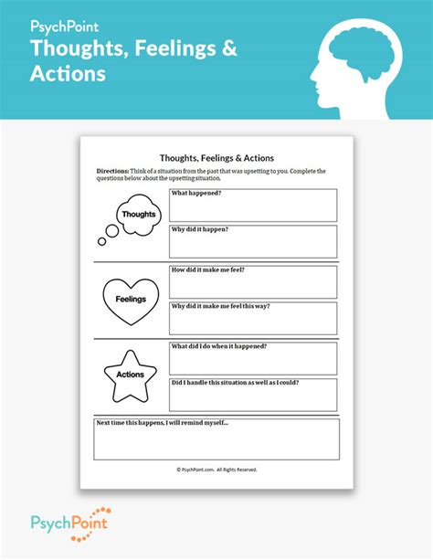 Thoughts Feelings And Actions Worksheet Psychpoint