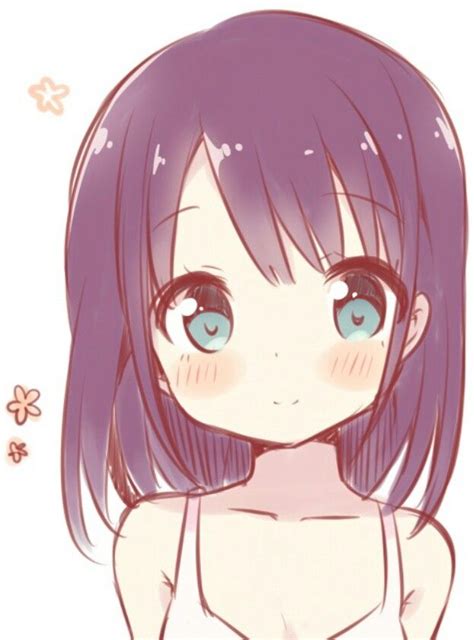 Anime Art Pretty Girl Smile Blushing Big Eyes Flowers