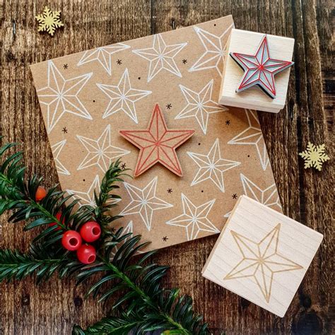 Christmas Bevelled Star Rubber Stamps By Skull And Cross Buns Rubber