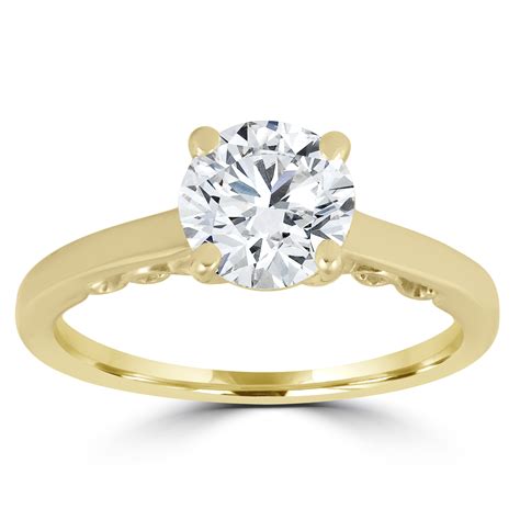 1 ct diamond round brilliant solitaire engagement ring 14k yellow gold enhanced ebay